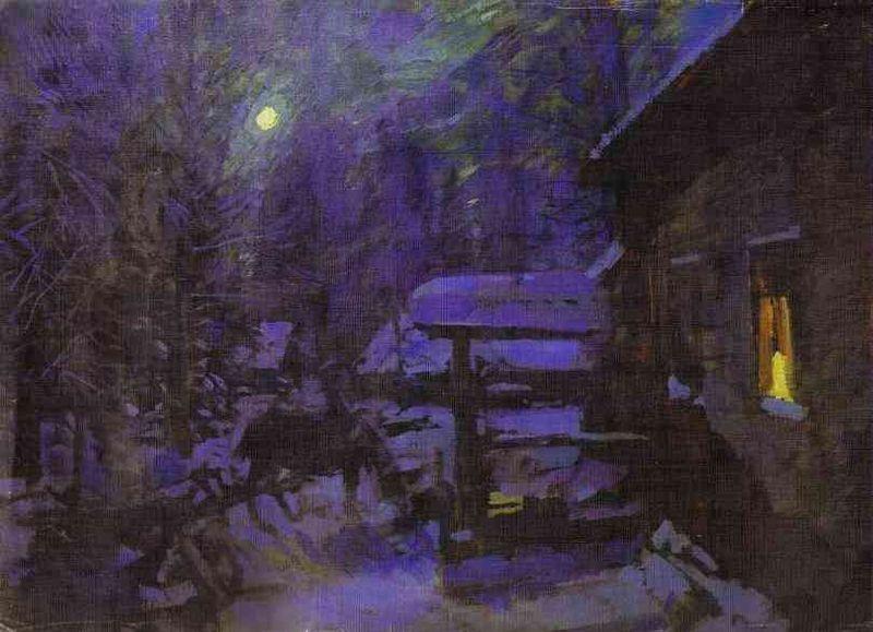 Konstantin Alekseevich Korovin Moonlit Night. Winter oil painting image